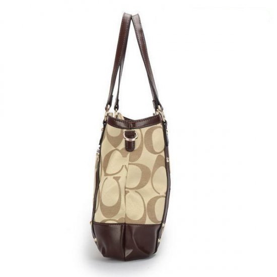 Coach Legacy Logo In Signature Large Khaki Totes BPE